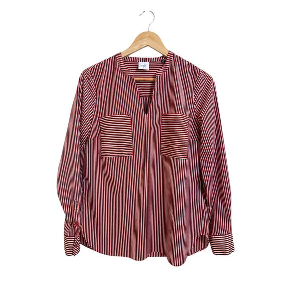 Cabi Women's Franklin Red White Blue Striped Blouse Size Small #5335 - Picture 3 of 9